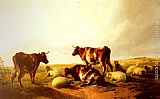 Thomas Sidney Cooper Canvas Paintings - Cattle and Sheep in a Landscape